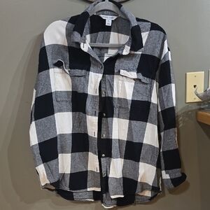 Old Navy Black and White Plaid Blouse